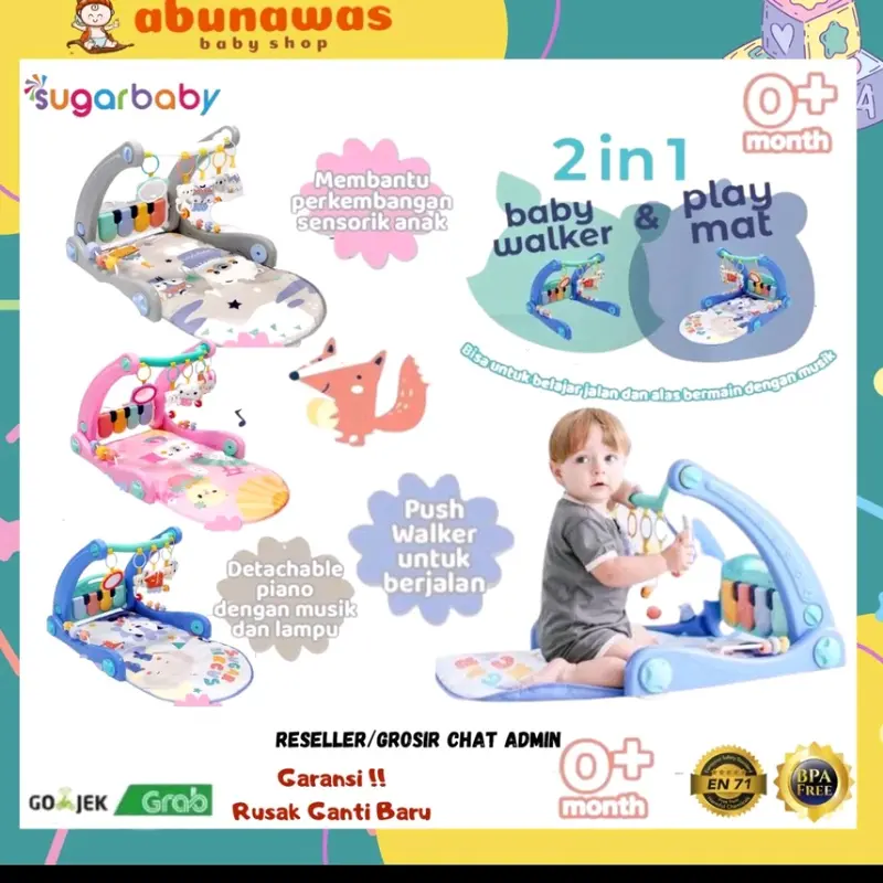 {FREE BUBBLE WRAP}Sugarbaby 2in1 Baby Walker & Playmat/Push Walker/Alat Bantu Jalan Anak 3