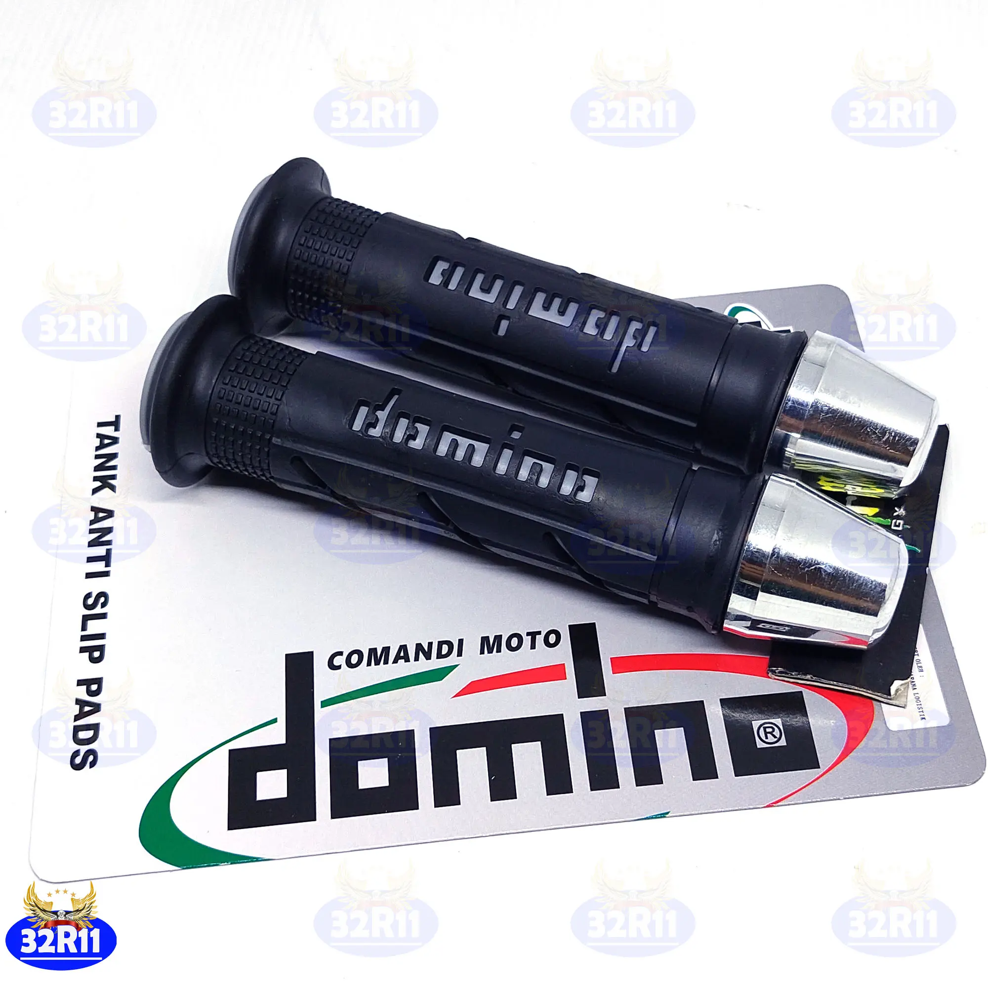 Handgrip domino sisik abu plus jalu stang fu bisa untuk semua motor