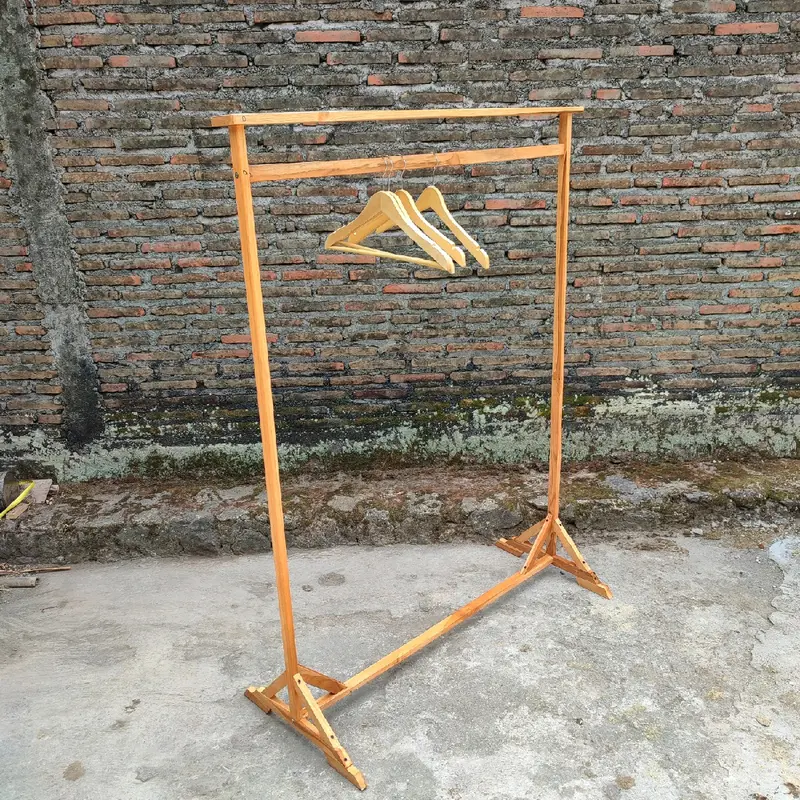 stand hanger kayu premium gantungan baju  jemuran baju simpel estetik premium kualitas bintang anti karat dan peyok Pakaian 1