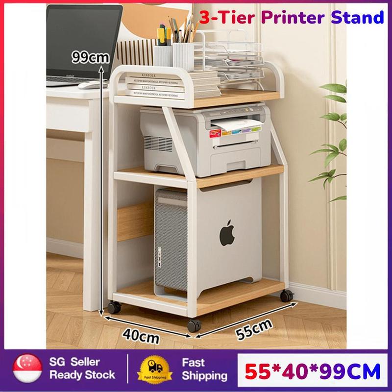 3-Tier Large Multi-Purpose Desktop Printer Stand And Office Organization Shelf Rustic Brown 27IPH012103 - The Home Depot - View #12