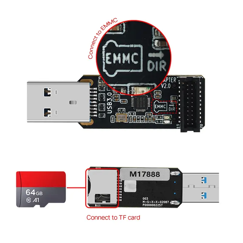 Bộ Chuyển Đổi MKS EMMC USB3.0, Tốc Độ Cao, MKS EMMC-ADAPTER V2, Cho Mô-đun EMMC Và Thẻ Nhớ TF 1