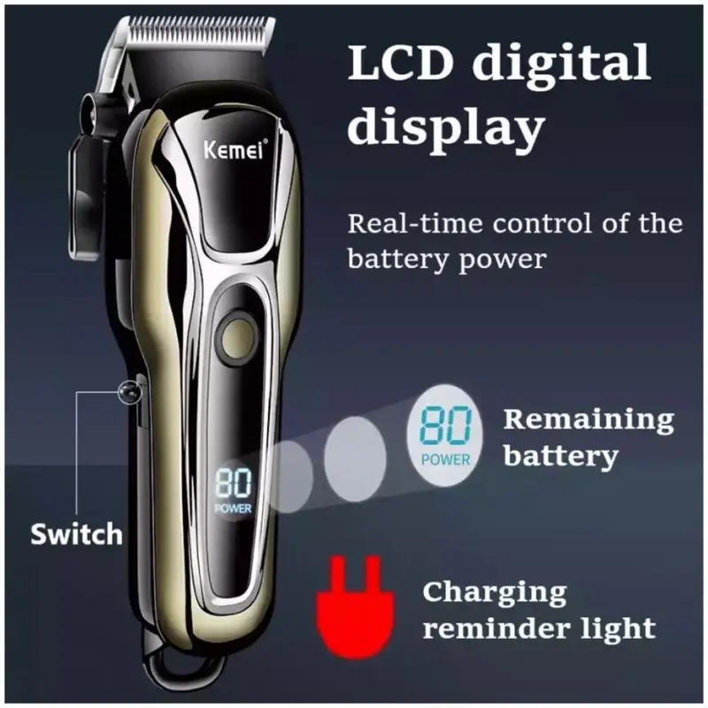 KEMEI PG1990 Alat Cukur Listrik Kemei PG1990 Cordless USB Cable KM-PG1990 Rechargeable Hair Clipper Mesin Rambut KM PG1990   Pencukur Rambut 4