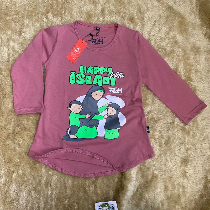 couple Baju anak Laki Laki dan Kaos Anak Perempuan Lengan panjang 3/4 Bahan Katun cocok untuk seragam sekolah Mengaji dan Bermain Laki-Laki Pendek Pasangan Keluarga Sarimbit 5
