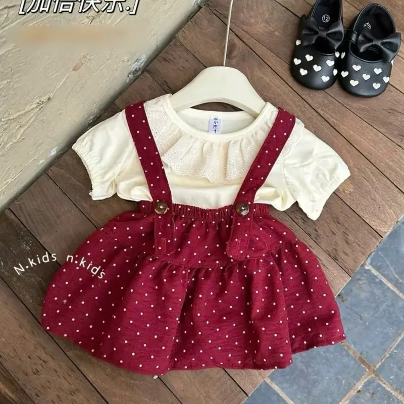 [5-18kg] a586-Set 2 chi tiết ÁO CỔ BÈO + YẾM kẻ caro, chấm bi đỏ chất đũi mềm cho bé gái mặc mùa hè đi học, đi chơi dễ thương, sang chảnh [XMGY] 7