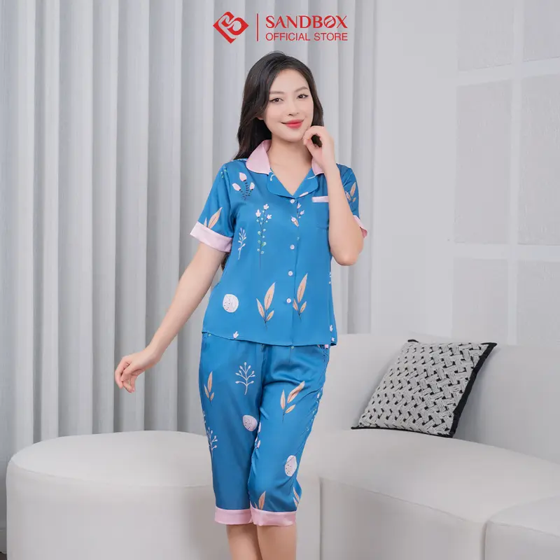 Đồ Bộ Nữ Pijama SANDBOX Chất Lụa Latin Cao Cấp Thiết Kế Họa Tiết Độc Quyền (BLL24005) Women Quần Ngủ Áo Ngủ 7
