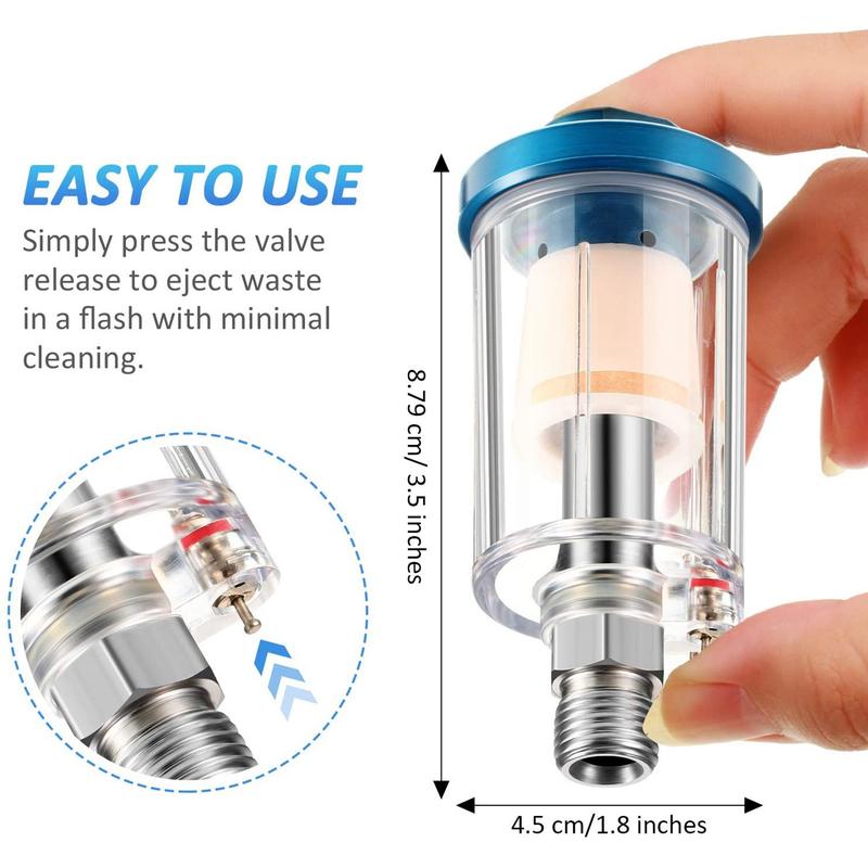 3 Pieces Water Oil Separator Filter Airbrush Filter Moisture Separator for Air Line Compressor Fitting, 1/4 Inch NPT Inlet and Outlet 2