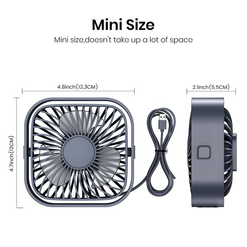USB Powered Desk Fan, 360° Adjustable Angle Mini Fan, Portable 3 Wind Speeds Desktop Fan, Adjustment Table Fan For Home Office Car 6