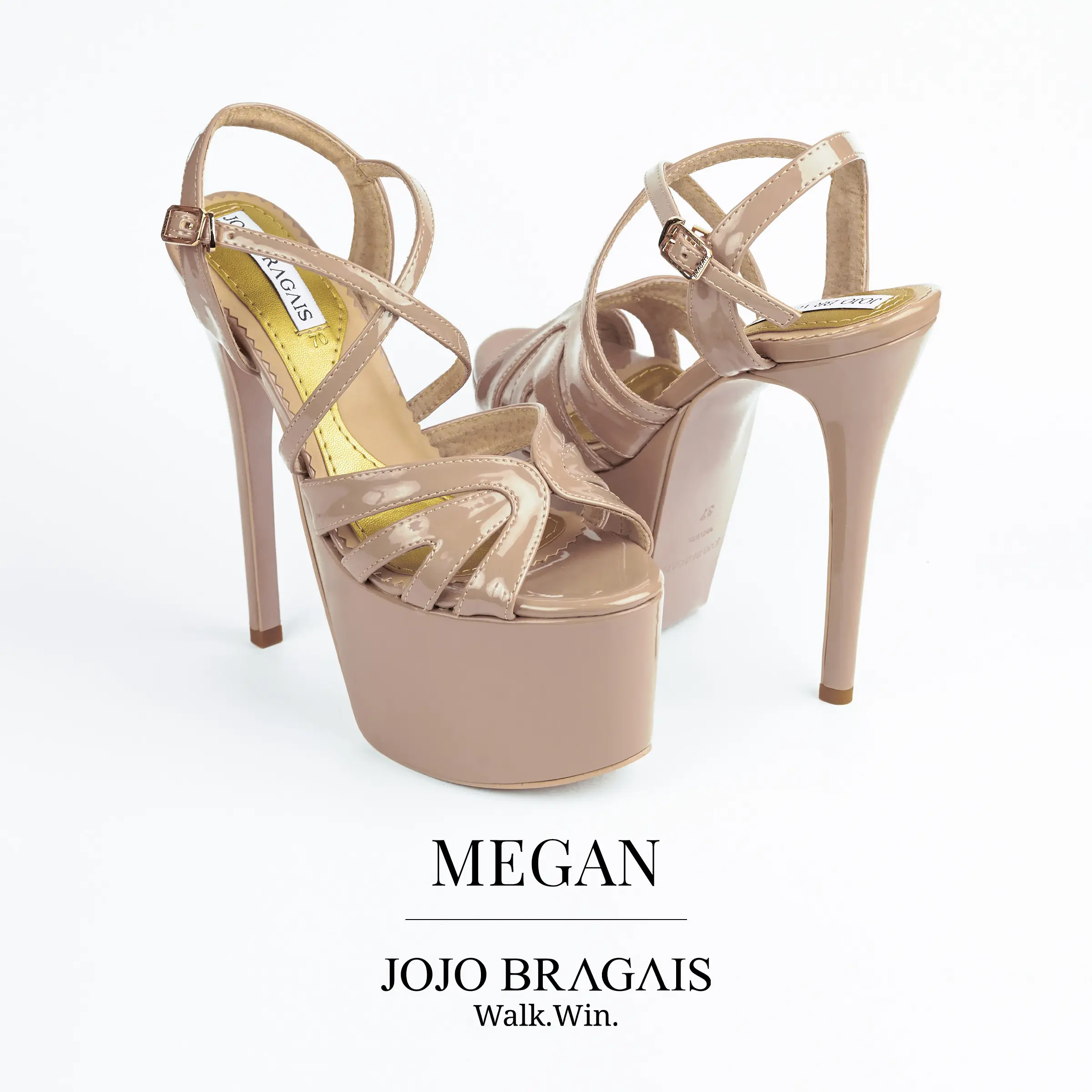 希少Jojo Bragais 16cmヒール サンダル Megan（ベージュ） 6.5