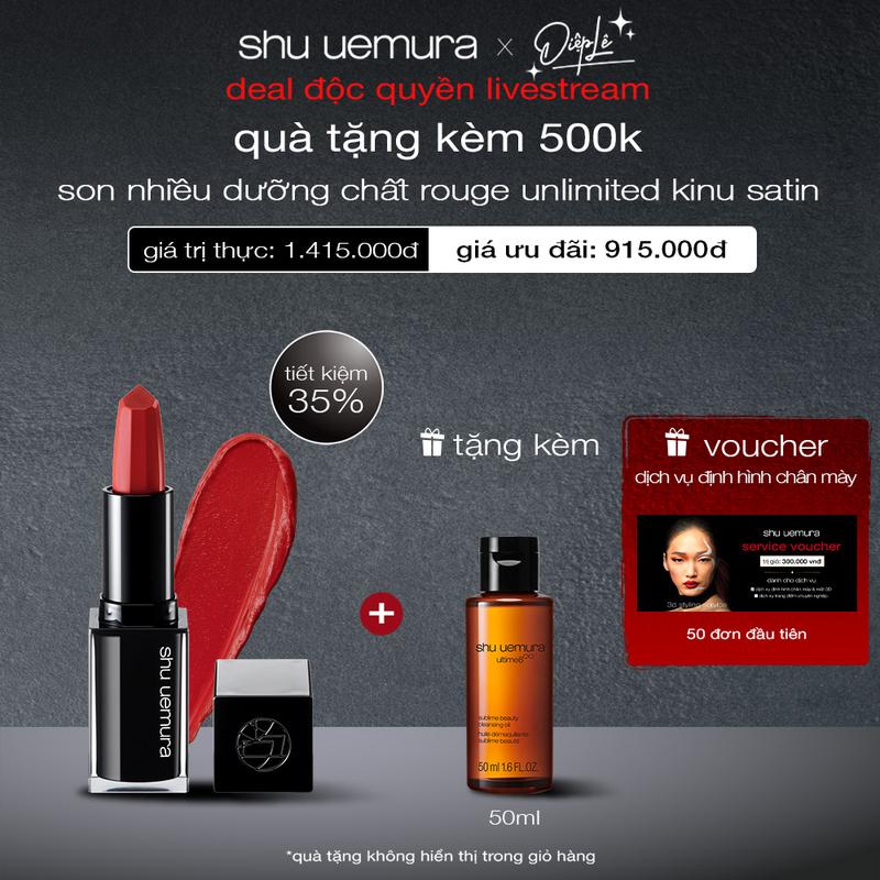 [SHU X DIỆP LÊ] son môi có dưỡng shu uemura rouge unlimited kinu satin/kinu matte/kinu cream/kẹp bấm mi shu uemura eyelash curler