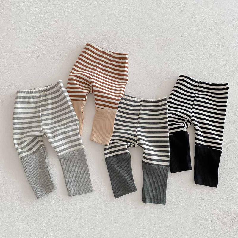Product Introduction of Ins Korean Spring and Autumn Collection New boy's and girl's Baby Striped Bottom Pants Baby Large PP Pants Children's Color blocked Pants 3