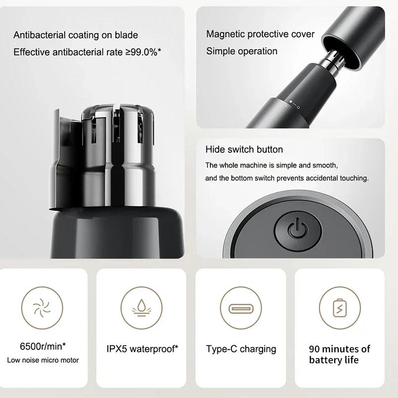 Product Introduction of Electric Nose Hair Trimmer, Charging Ear Hair Repairman, Magnetic Suction Blade, Detachable, Water Washable 14