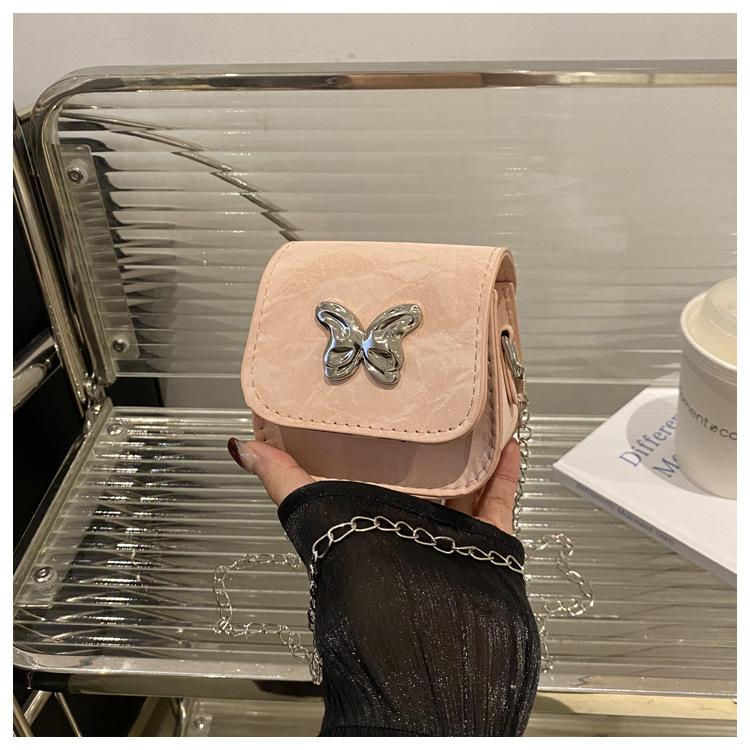 Product Introduction of 2024 Fashionable New Fresh Sweet Small Square Bag Butterfly Decoration Mini Advanced Texture Chain Crossbody Lipstick Pack 21