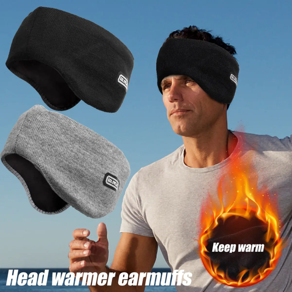 Winter Unisex Thickened Warm Earmuffs Head-mounted Black Grey Double-layer Ear-Muffs Outdoor Windproof Sport Ear Muff