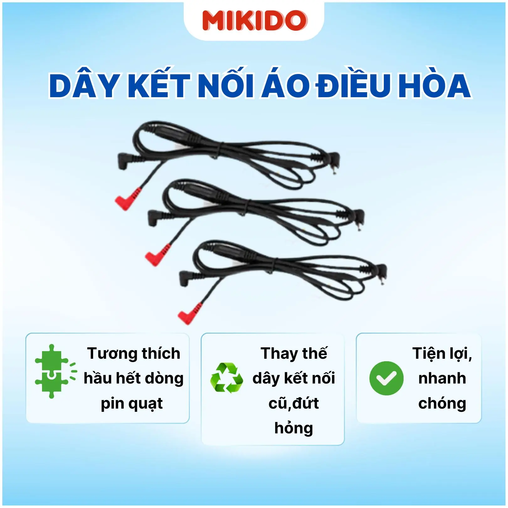 Dây ÁO ĐIỀU HÒA nối quạt và pin, Áo Quạt Điều Hòa Làm Mát, Chống Nắng- Cáp nối pin quạt cổng DC Cao Cấp, dùng cho tất cả các hãng áo gắn quạt, lõi đồng