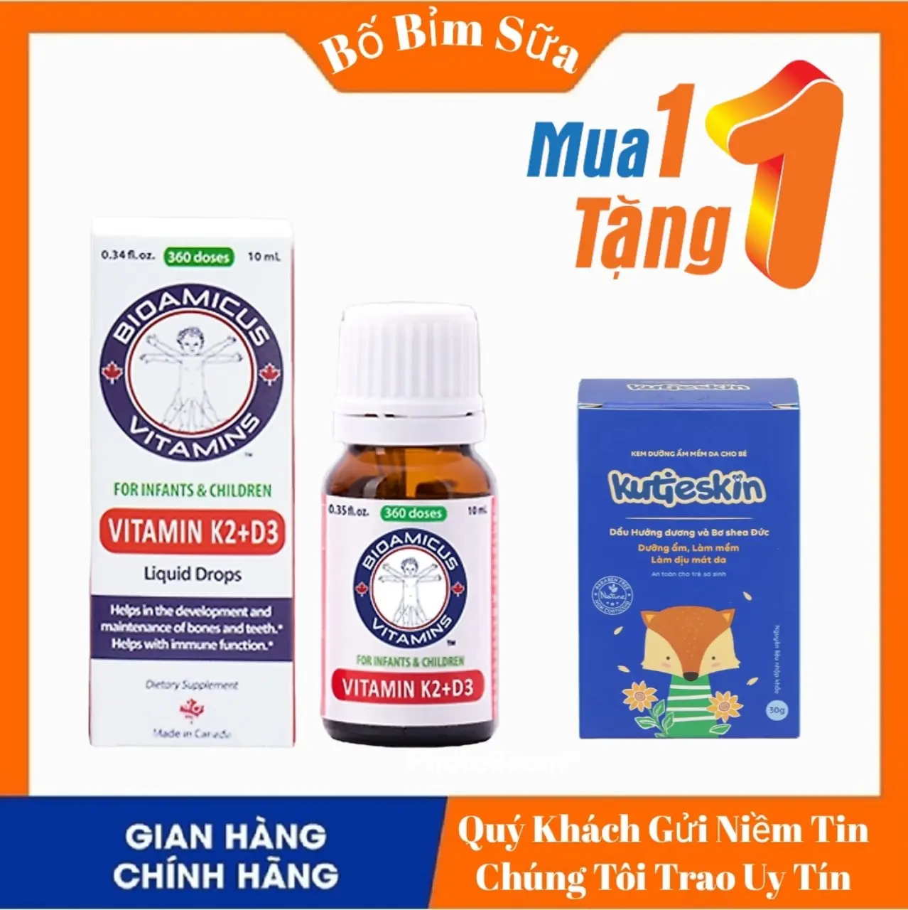 Bioamicus K2+D3 Bổ Sung Vitamin K2 , Vitamin D3 Hỗ Trợ Hấp Thụ Canxi Cho Bé Dạng Nhỏ Giọt Hộp 10ml Hàng Công Ty Chính Hãng Vitamin Men Vi Sinh