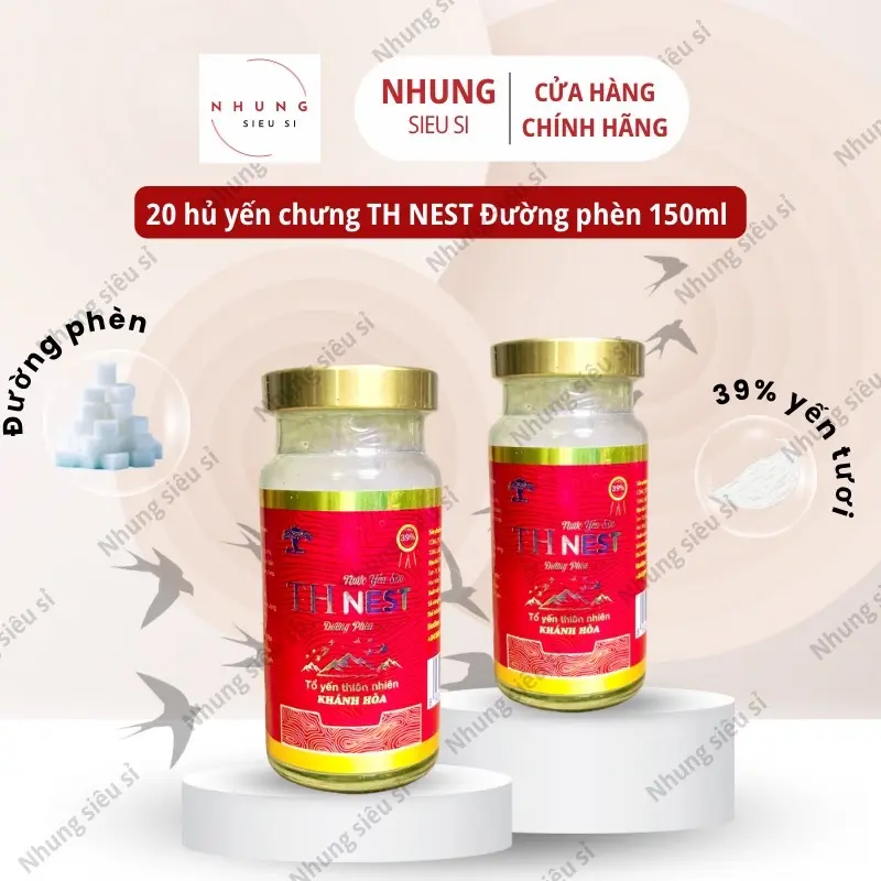 Combo 20 hủ yến sào Nha Trang cao cấp TH Nest đường phèn 39% 150ml
