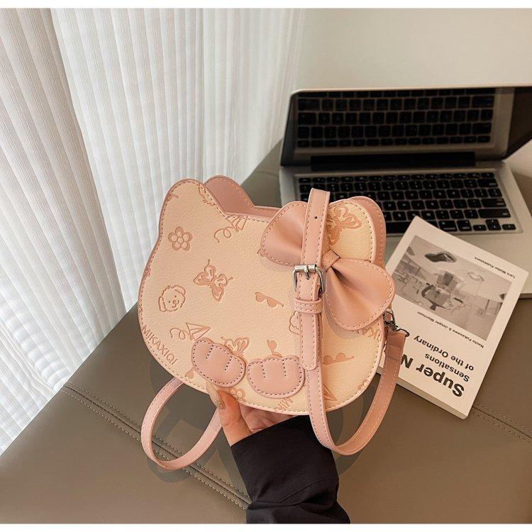 Túi Tròn Mini Phong Cách Hàn Mèo Cute 2025-Size nhỏ xinh đựng vừa điện thoại & ví+nơ bướm dễ thương