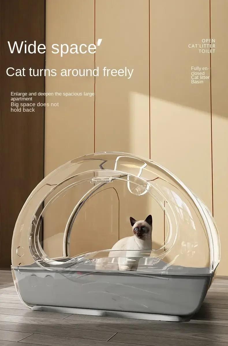 Product Introduction of Large space cat litter box with cat litter scoop fully enclosed drawer type cat litter box splash proof cat toilet cat supplies 4