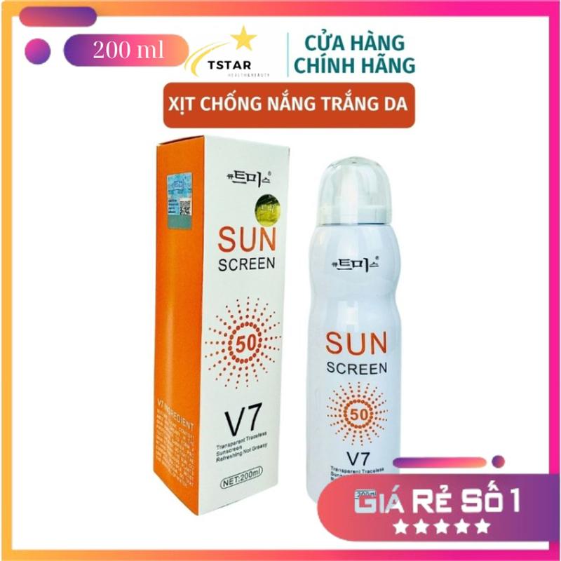 Kem Chống Nắng Toàn Thân Dưỡng Trắng Da Dạng Xịt SUN SCREEN V7 200 ml Hàn Quốc-Mỹ Phẩm chính hãnġ
