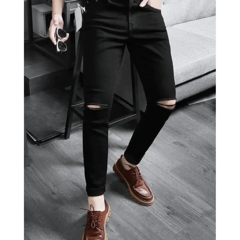 Quần jean nam rách vá gối to chất bò co dãn 4 chiều mẫu mới chuẩn shop quần bò nam Menswear Pants QJP2V62 5