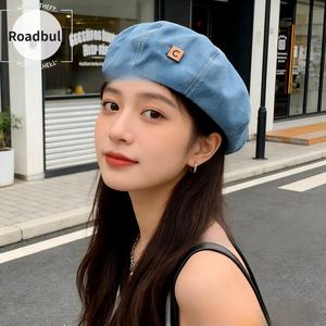 ROADBULL万能でおしゃれな小顔効果のあるベレーキャップ,ネットセレブ風画家の帽子,日本のスタイルレトロカウボーイハット,夏の日よけ帽子