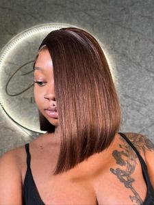 14 Inch Bob Wig without Bangs, Gorgeous Fluffy Wigs for Women, Human Hair Lace Front Wigs for Party, Daily Use