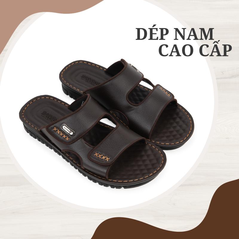 Dép Nam Quai Ngang Thời Trang Cao Cấp Da Tổng Hợp - Đế Bằng Cao Su PU (Đen, Nâu, Bò) - Hàng Chính Hãng DTD021 Jean Sandal