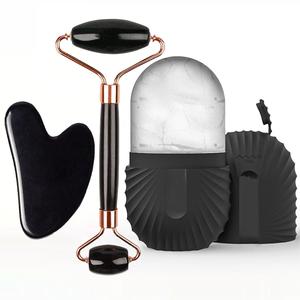 Set de Rodillo Facial de Hielo 3 en 1, Set de Herramientas de Gua Sha y Rodillo Facial, Set de Belleza con Herramienta de Masaje, Rodillo para Levantamiento y Contorno, Molde para Hielos, Reutilizable y a Prueba de Fugas