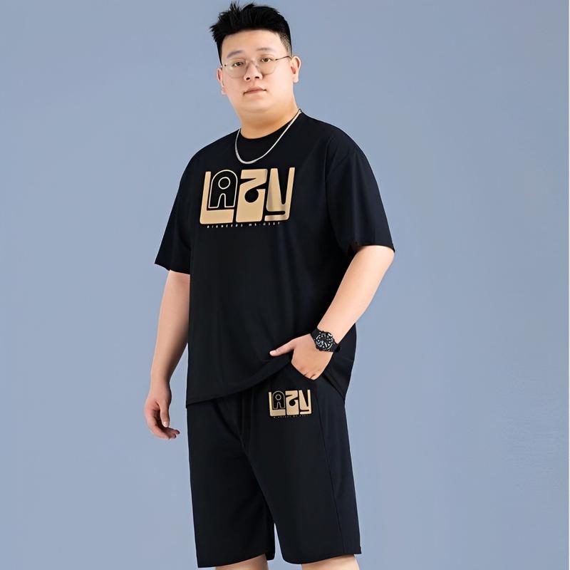 Bộ quần áo Nam Bigsize tay ngắn 33KG đến 125KG kiểu Hàn Quốc thun lạnh mát không bai dão Sport Chạy Bộ Thể Dục Tập Thể Dục Tập Gym Top