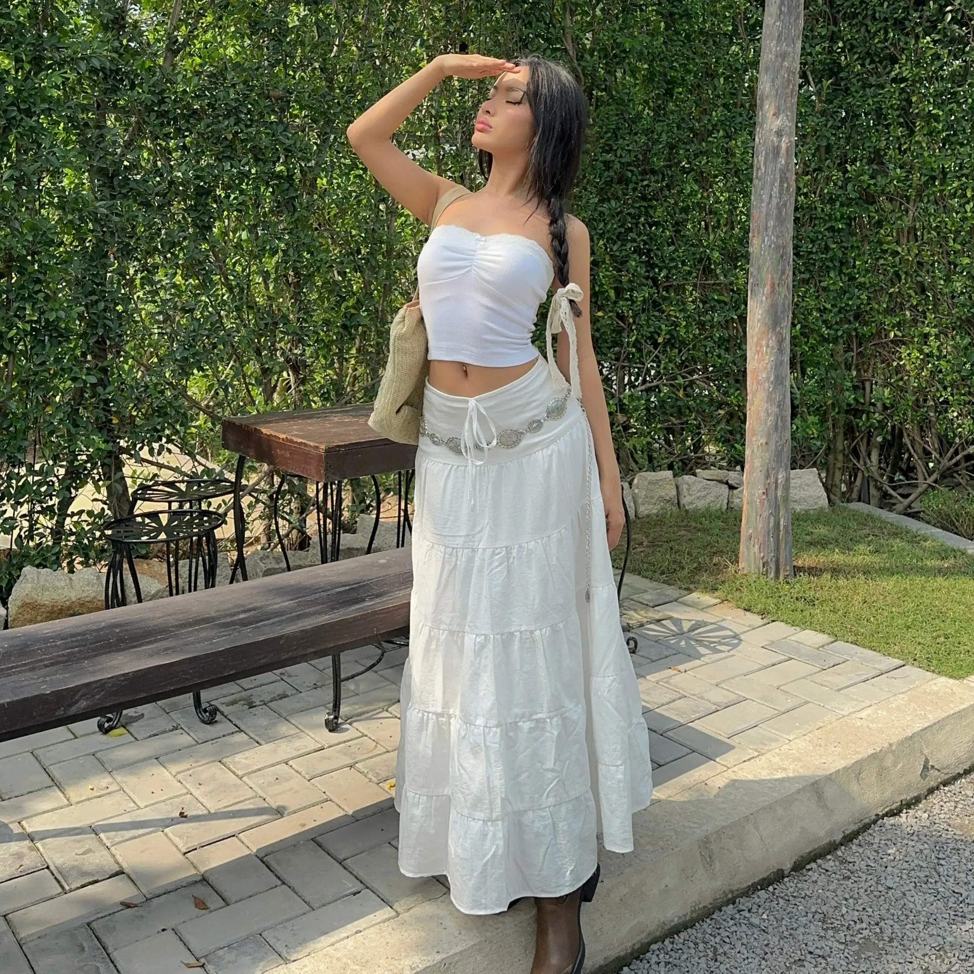 Chân Váy Dáng Dài Xoè Nhiều Tầng Dây Rút May Hai Lớp Pepper Clothing Váy Maxi Thời Trang - Fiona Skirt