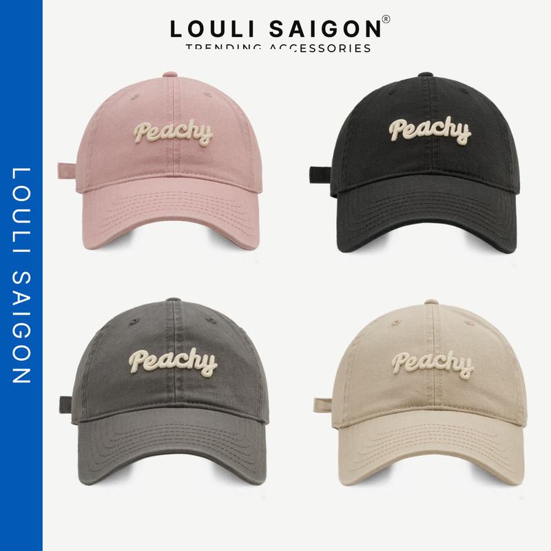 Mũ lưỡi trai LOULI SAIGON form mềm thêu chữ PEACHY, nón lưỡi trai nam nữ thời trang  M44