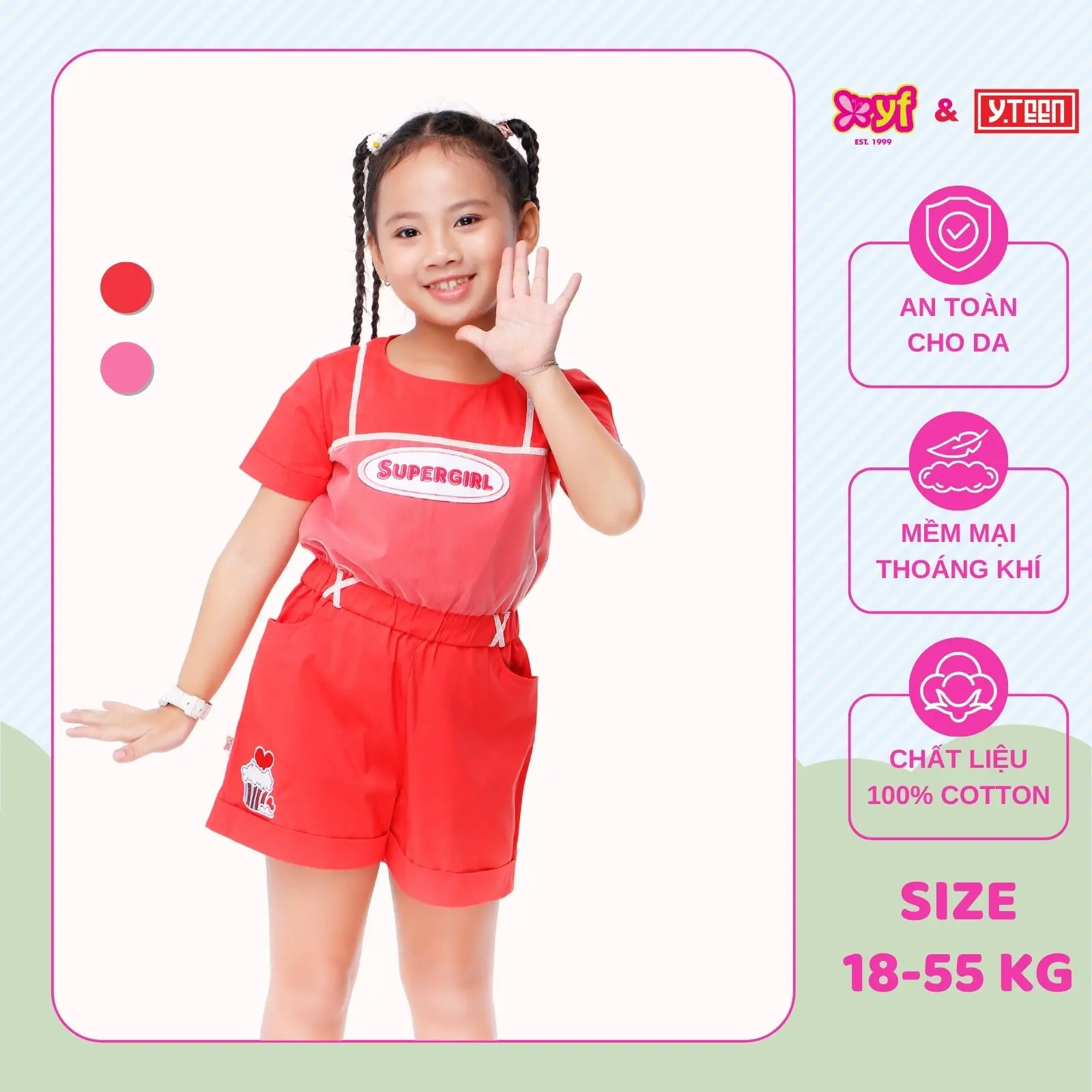 JumpSuit Cho Bé Thêu SuperGirl 9DX553
