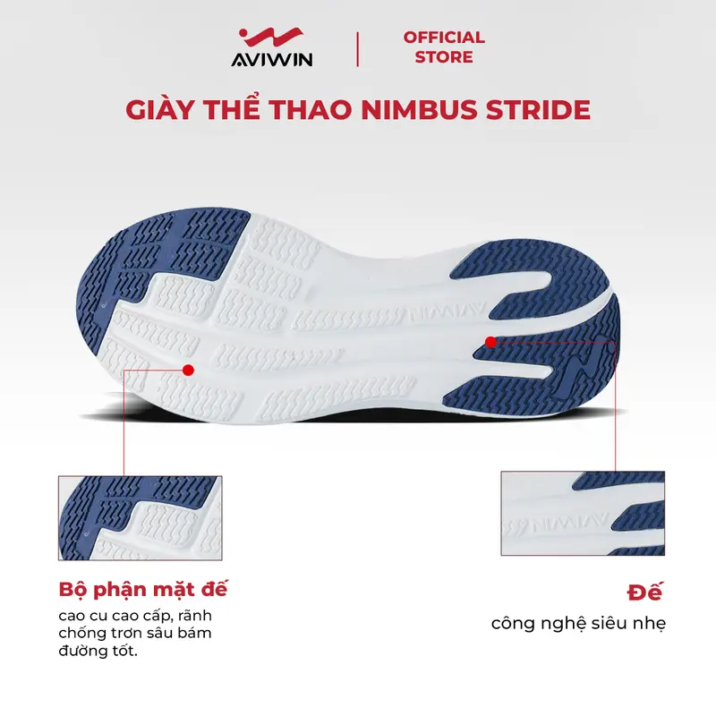 [AVIWIN VIỆT NAM][GIÀY THỂ THAO SNEAKER][NÂNG 1 SIZE] Giày sneaker thể thao chạy bộ chính hãng Aviwin NIMBUS STRIDE siêu nhẹ, êm ái, đàn hồi cao phù hợp cho nam cả nữ - Nâng lên 1 Size 3
