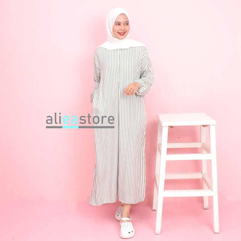 DASTER GAMIS BUSUI PB 135 RAYON ADEM MOTIF KEKINIAN Karet Muslim Nyaman Panjang Dress alur 3