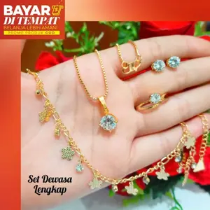 Set Dewasa permata elegan lapis emas18k tidak karat - Kuning