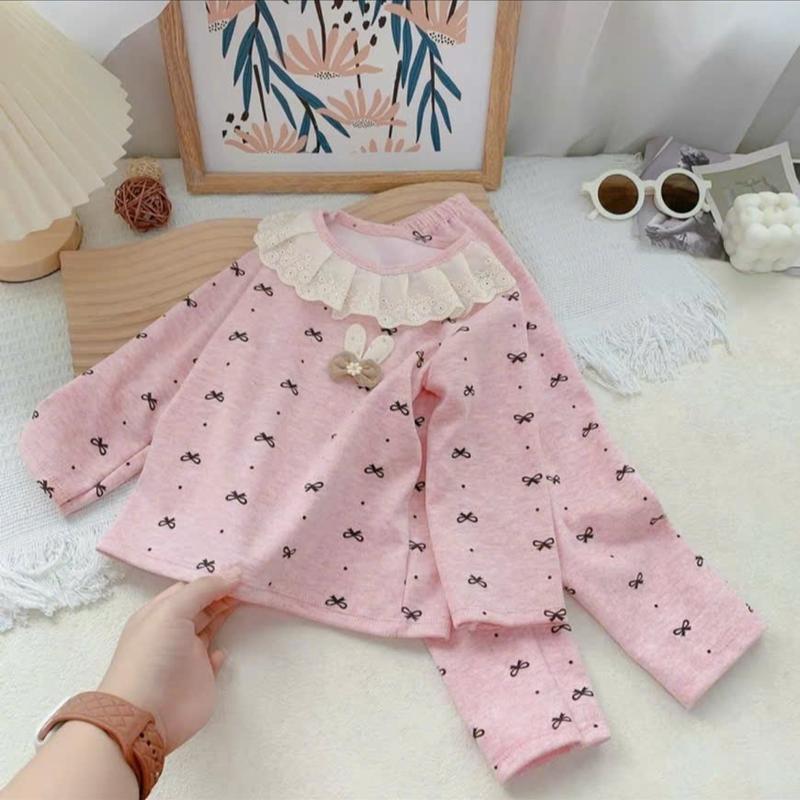 Bộ quần áo dài tay thu đông, chất liệu len lông thỏ DÀY MỀM  họa tiết dáng BÈO CỔ  cho bé gái size 6-16kg