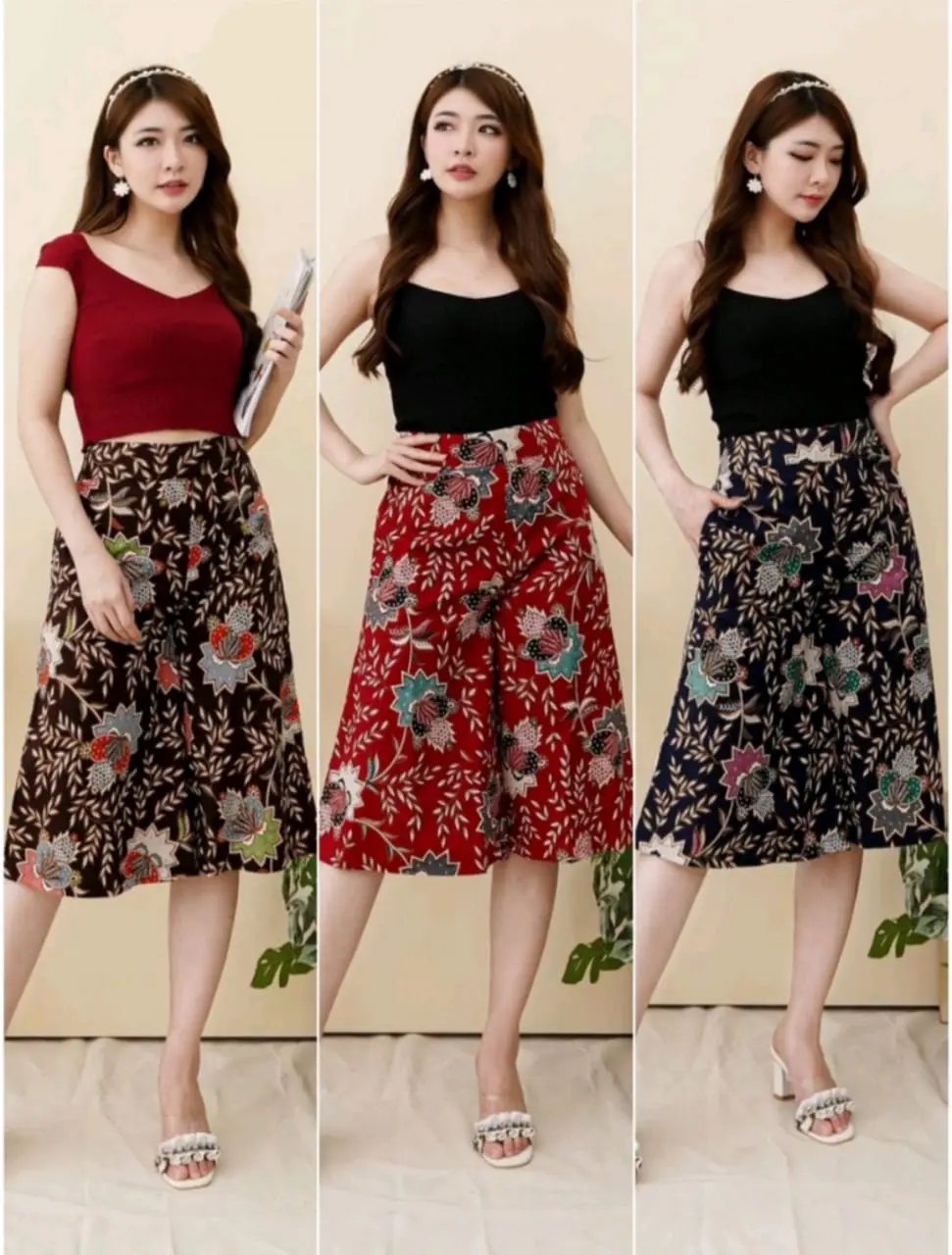 Kulot batik dewasa bahan katun streach Celana Kantong