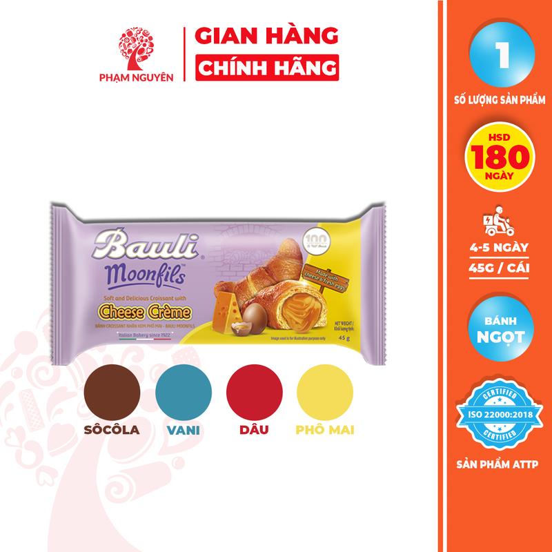 Bánh Sừng Bò Bauli Moonfils 45g | Bánh ăn sáng tiện lợi giàu dinh dưỡng | Bánh sừng trâu | Đồ ăn vặt | Thức Ăn vặt | Snack Food