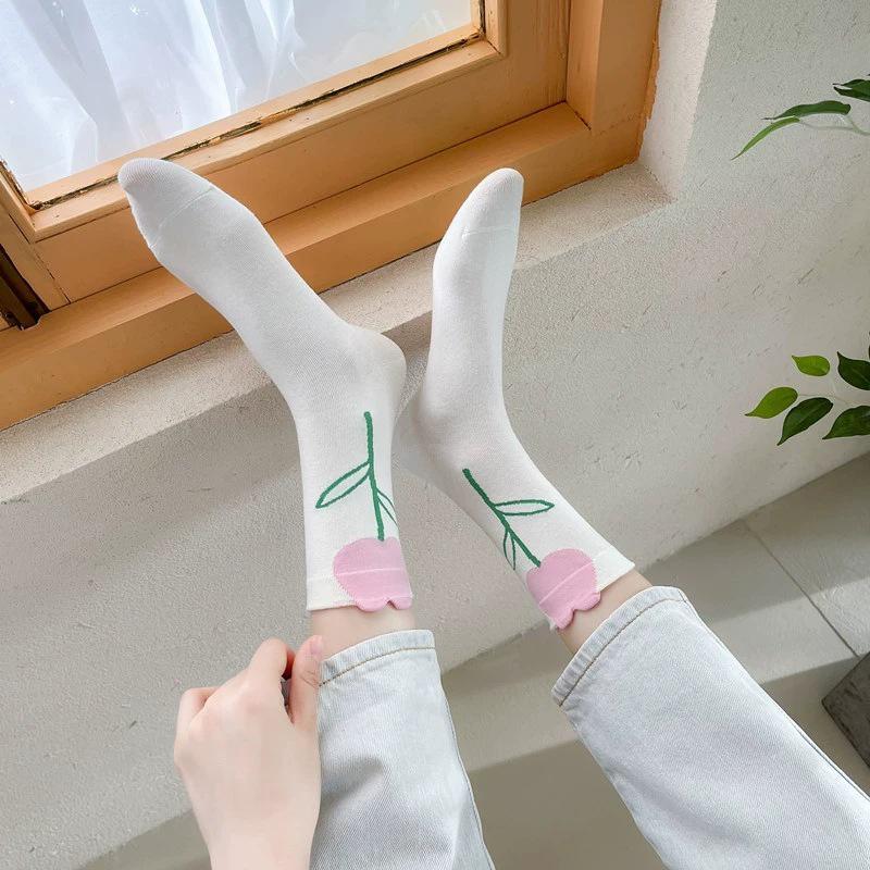 Product Introduction of Japanese Sweet Tulip Lovely Three-Dimensional Flowers Autumn Winter Socks South Korean Instagram Trend Literary Long Socks Woman Spring Womenswear 21
