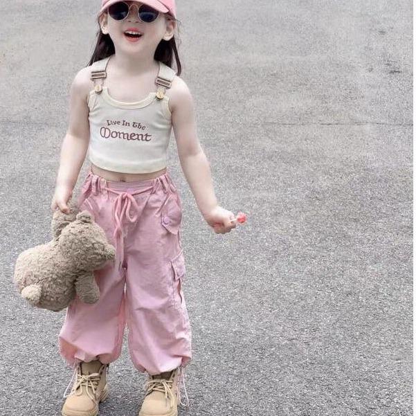 Sét bộ áo 2 dây và quần bom hiphop cho bé gái