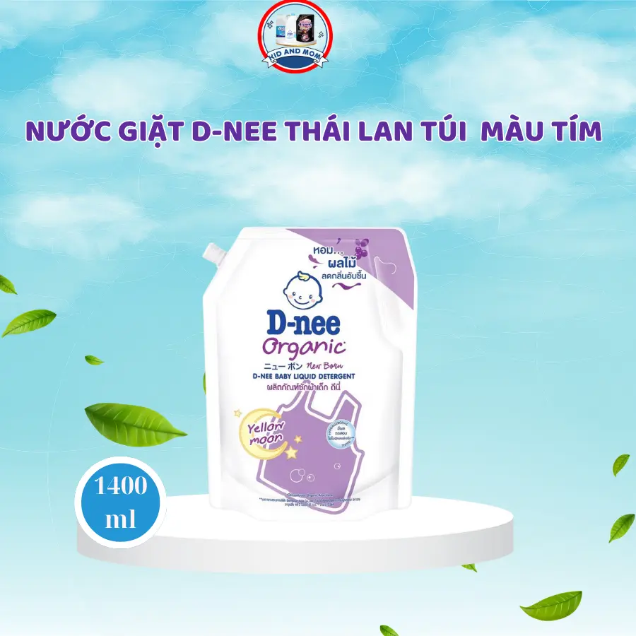 Nước giặt quần áo Dnee Thái Lan túi 1400ml cho bé -Công ty Đại Thịnh (màu Tím) nuoc  giat
