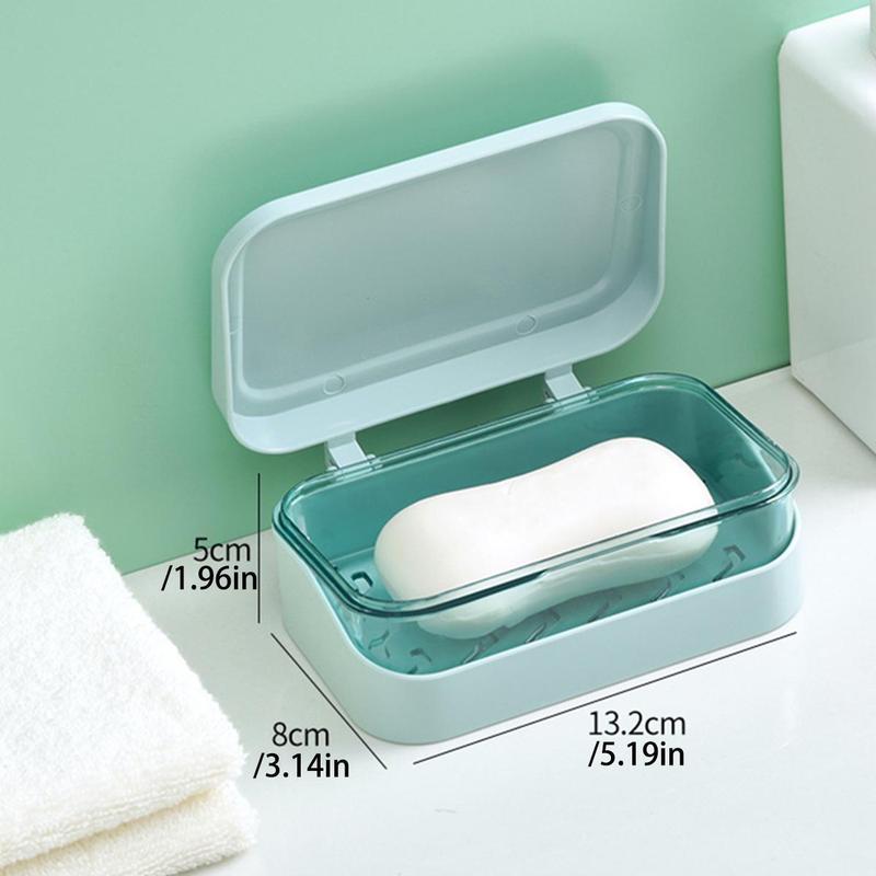 Plastic Bathroom Soap Box With Lids Travel Portable Plate Tray Dish Storage Holder Draining Rack Home Soap Container 2