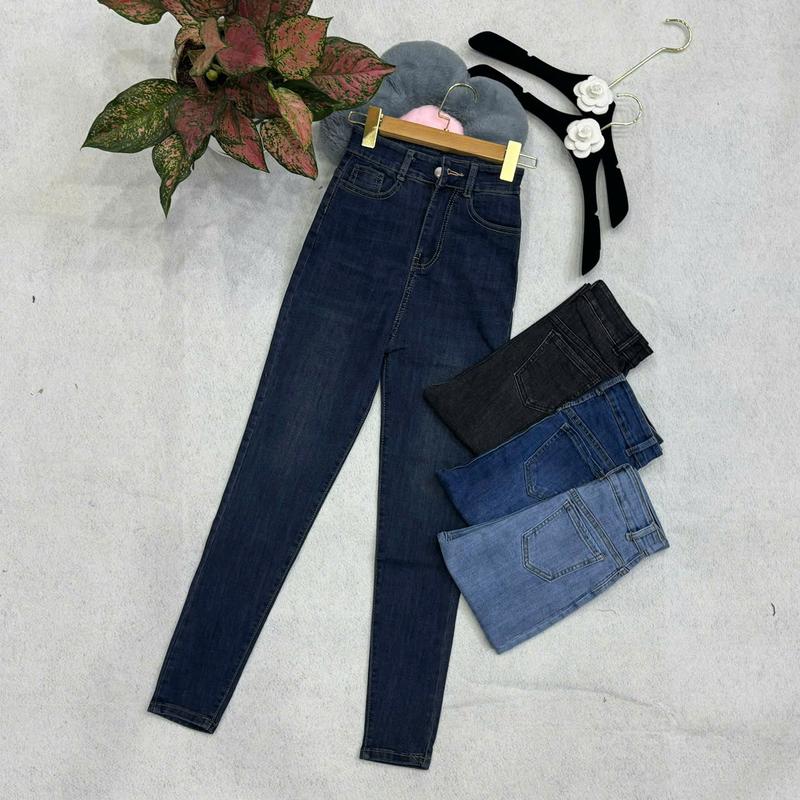 Quần Jean Nữ Lưng Cao ôm body Đẹp vải co dãn cao cấp, Quần dài nữ vải denim QC siêu hack dáng TH084