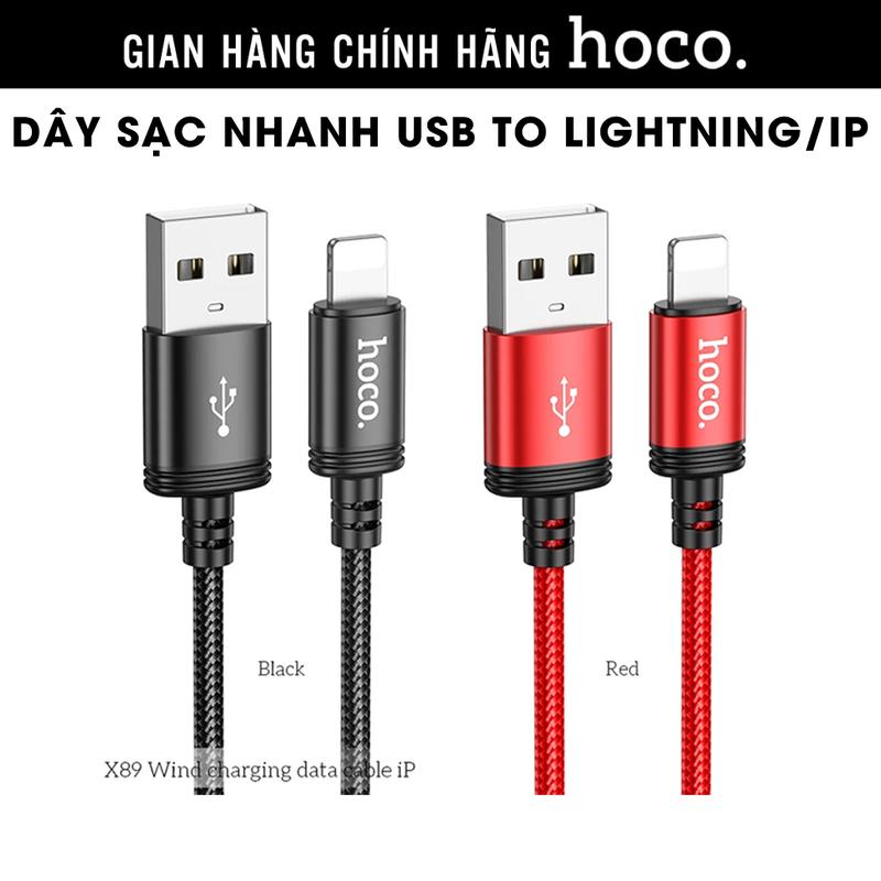 Dây cáp sạc Iphone Lightning 1m Hoco Mall X89 sạc nhanh 2.4A dây sạc bọc dù siêu bền chính hãng Hoco Phụ Kiện Usb Sạc Điện Thoại