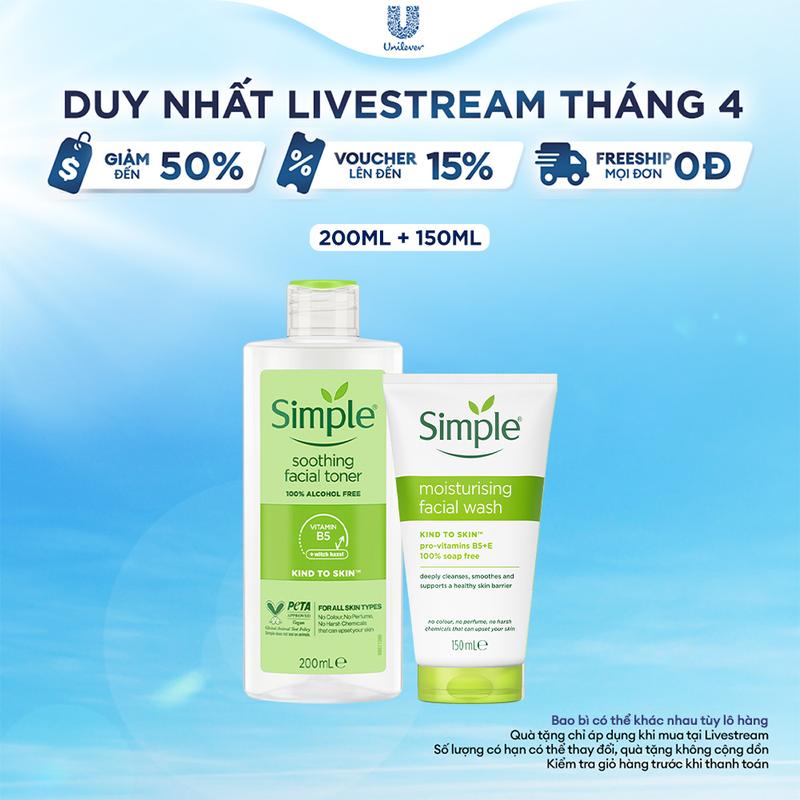 [FS] Combo Skincare Simple Nước Hoa Hồng 200ml và Sữa Rửa Mặt 150ml Hỗ Trợ Dưỡng Da Sạch Thoáng [3]