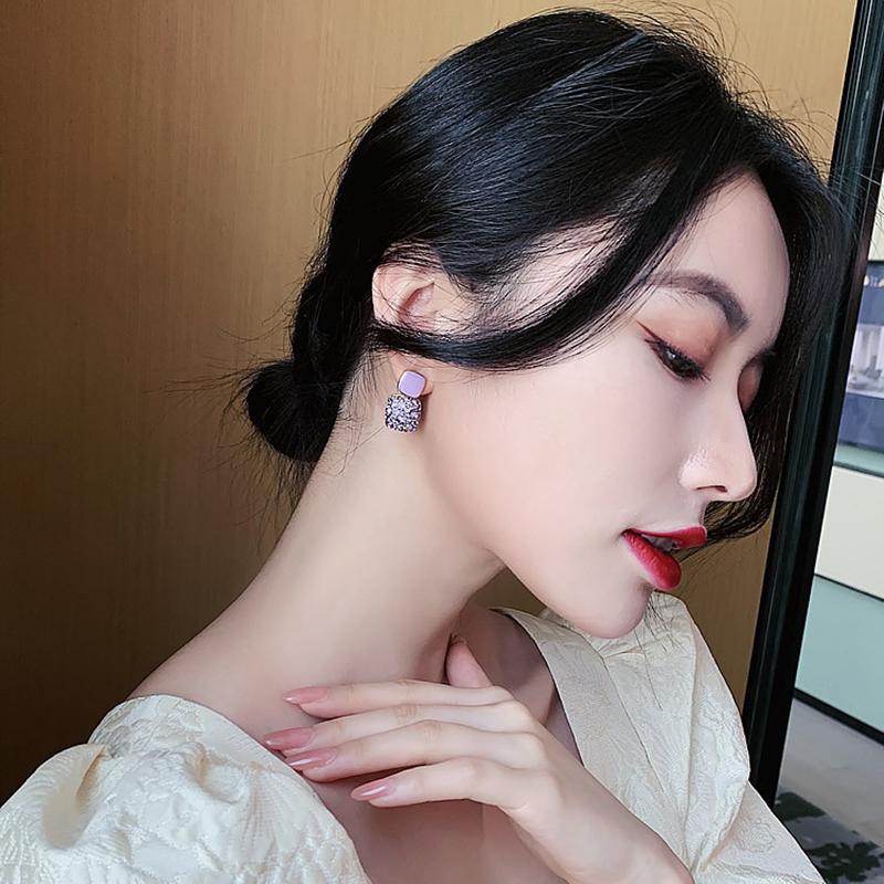 Vintage Black Crystal Square Earrings Fashion Statement Rhinestone Drop Earrings for Women Wedding Jewelry Personality Gifts 4