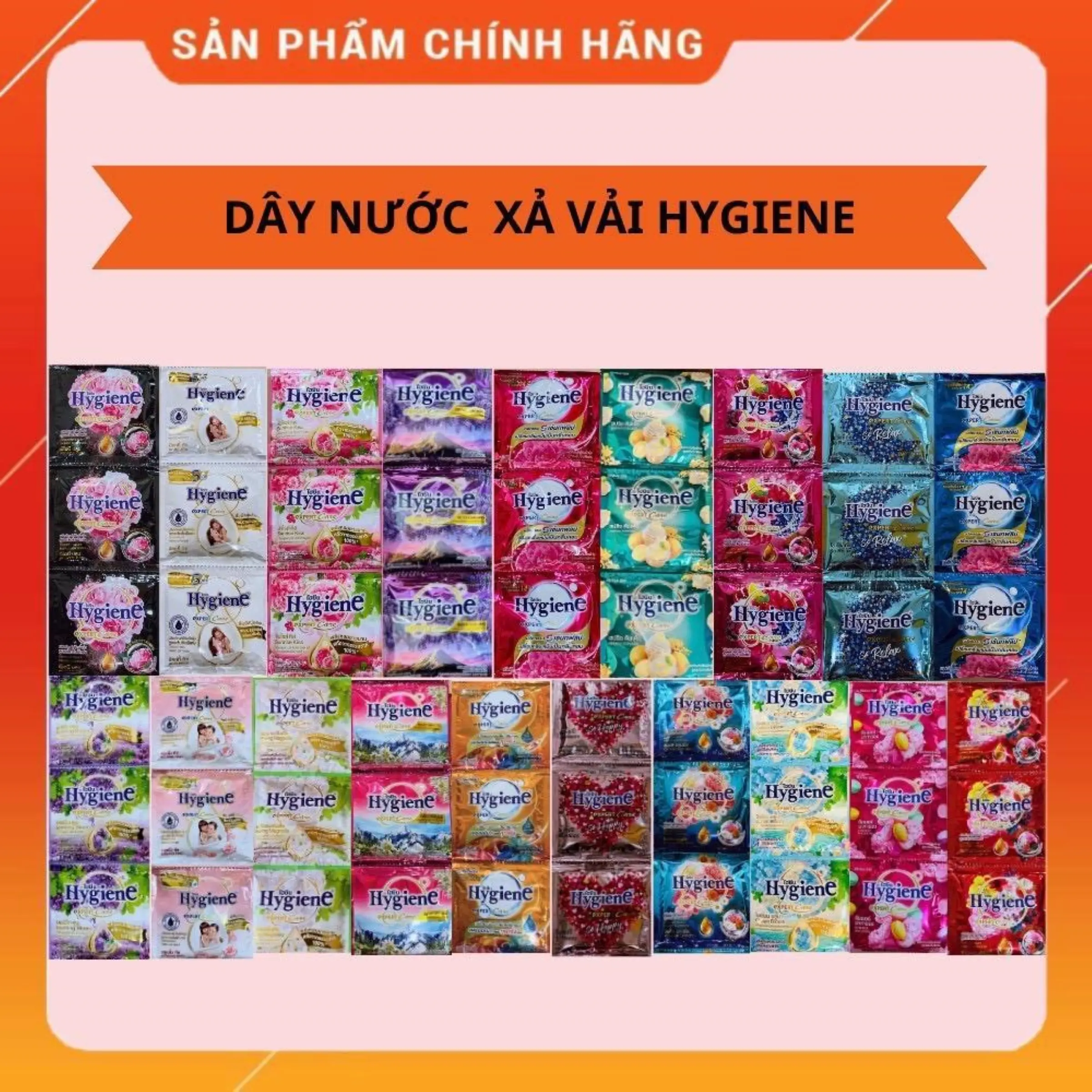(Sx tại VN)Dây 12 Gói Nước  Xả Vải Hygiene Làm Thơm Làm Sạch
