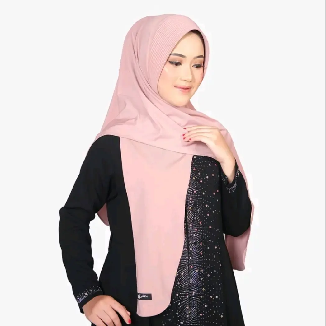 Hijab Segitiga Instan Haura Pet Bulan Sabit Jersi Premium Muslim Tebal Cantik Kerudung Nyaman Lembut - Empat, Panjang, Diamond, Hitam kerudung