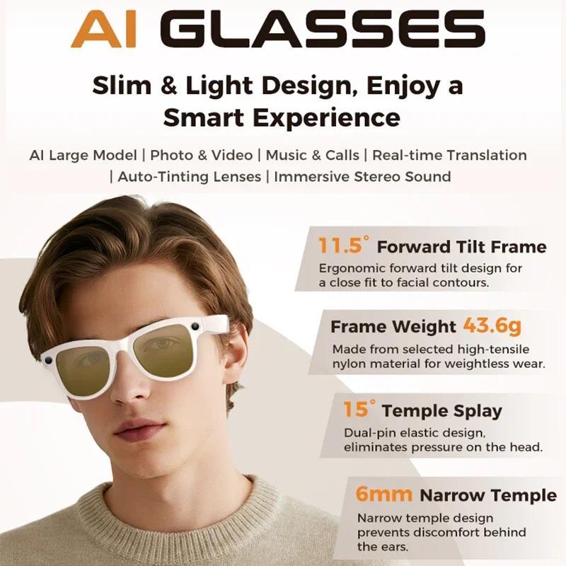 2026 4K HD AI Smart Glasses Chat GPT 800MP Camera Bluetooth Call 290mAh Battery 32GB Voice Assistant Control Smart Glasses 2025 - Image 2