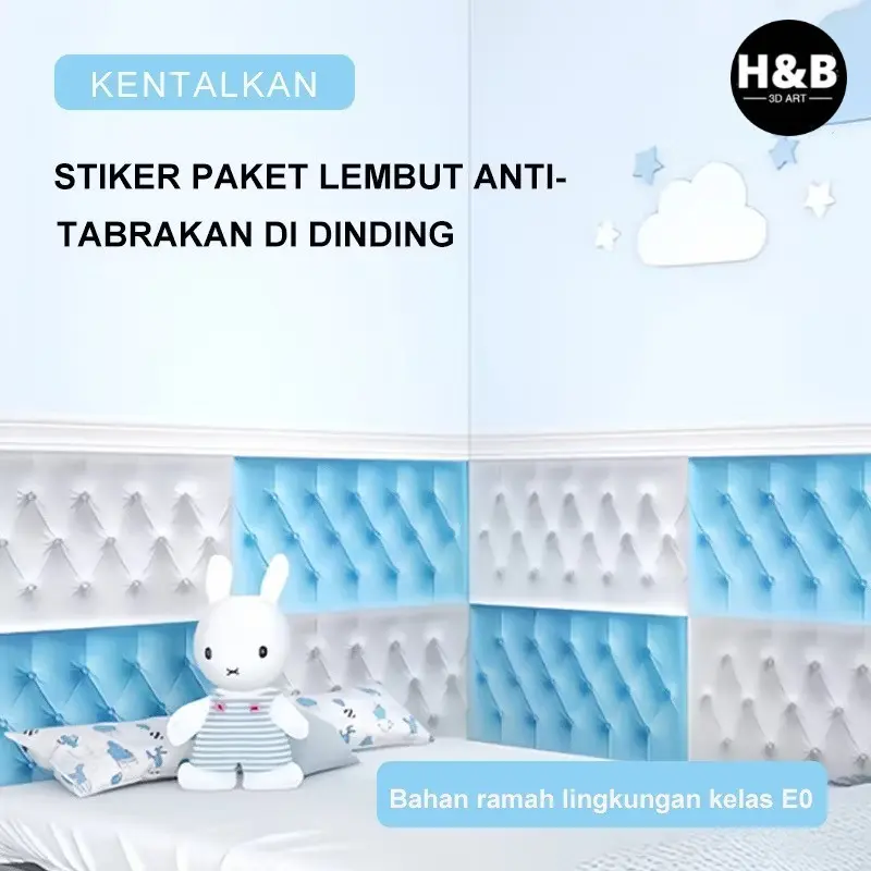 Wallpaper Foam 3D (35x70CM) Headboard Bed Wall Sticker Dinding Walpaper Busa Dinding Dekorasi Kamar Ruangan